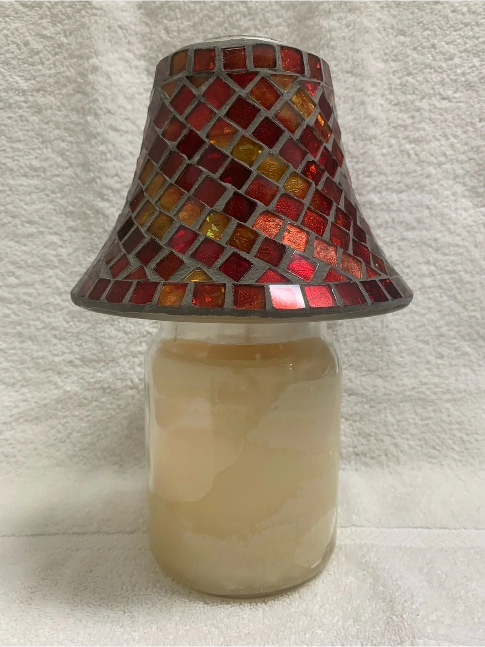 Red & Gold Mosaic Tile Large Candle Shade
